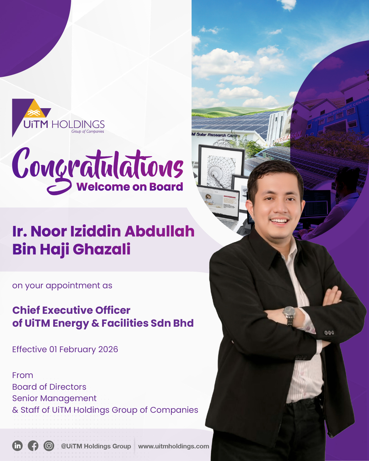Congratulations and Welcome to the new CEO of UiTM Energy and Facilities Sdn Bhd!