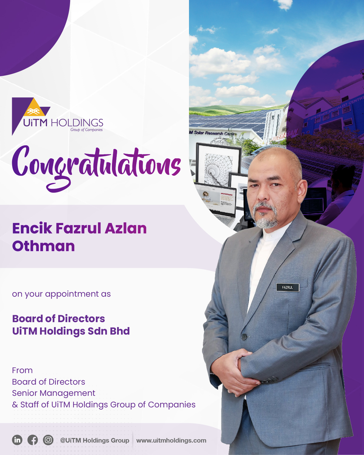 Congratulations and Welcome to the new members of Board of Director UiTM Holdings Sdn Bhd